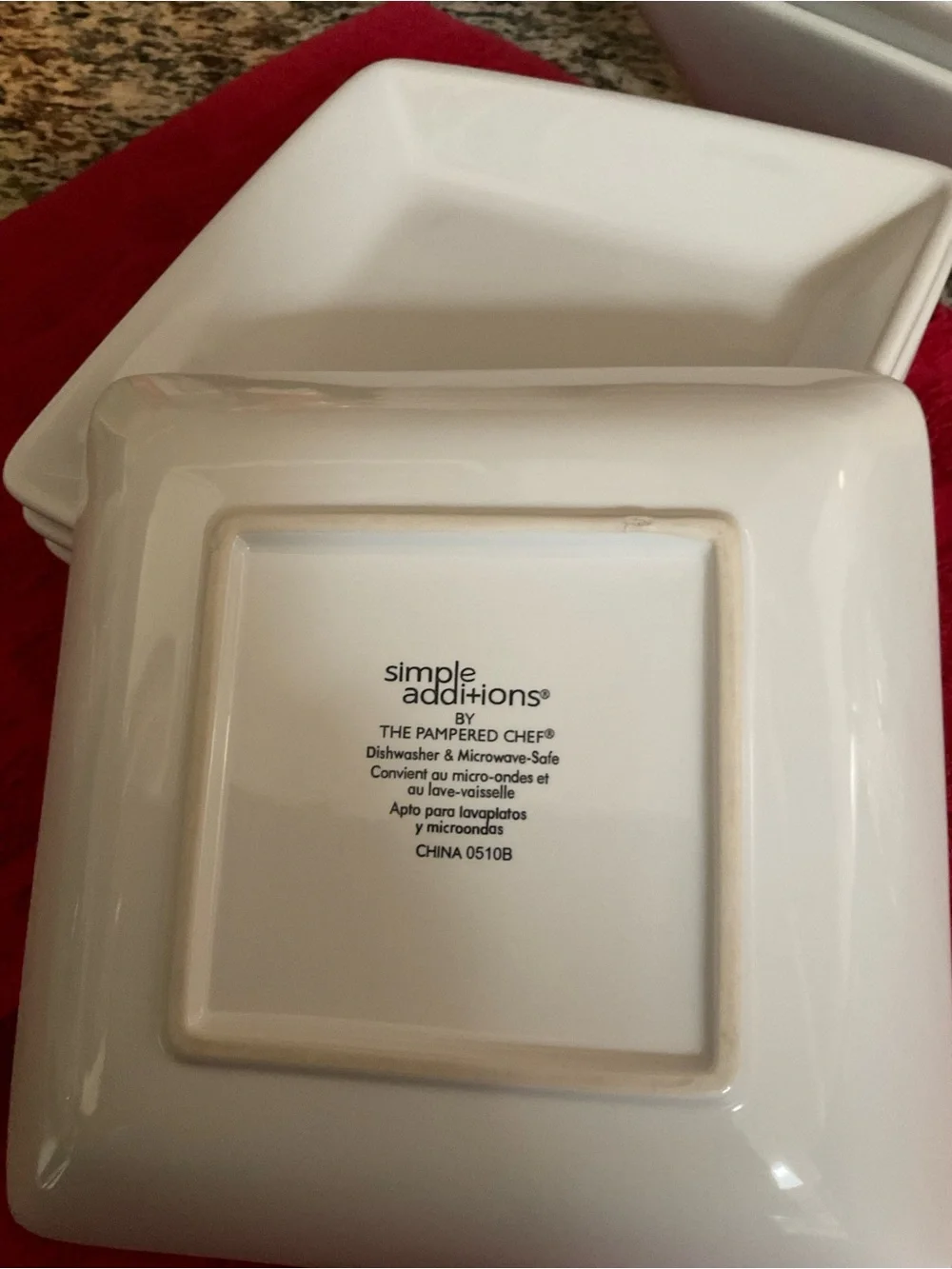 The Pampered Chef White Square Ceramic Bowls & Plates Set